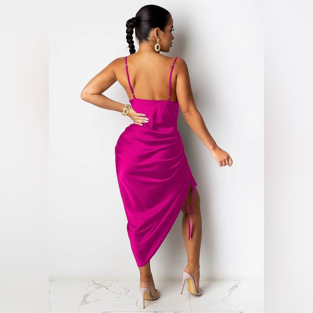 Pink Ruched Night Out Dress - Picture 4 of 5